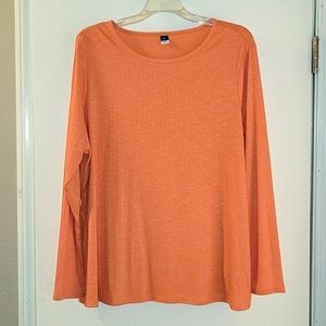 Old Navy Luxe Long Sleeve Rib-Knit Shirt, XL, Orange
